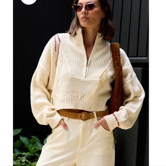 STAUD Sweaters - STAUD Cream Knit Half-Zip Sweater NWT Sz S M